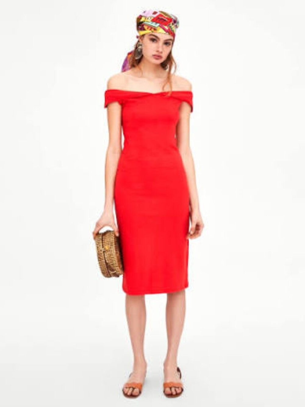 Zara Off the Shoulder Red Dress - Size Small